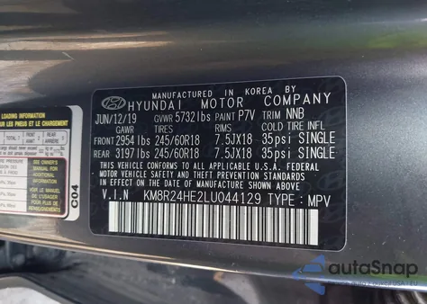 2020 Hyundai Palisade Sel from USA, damaged, VIN KM8R24HE2LU044129